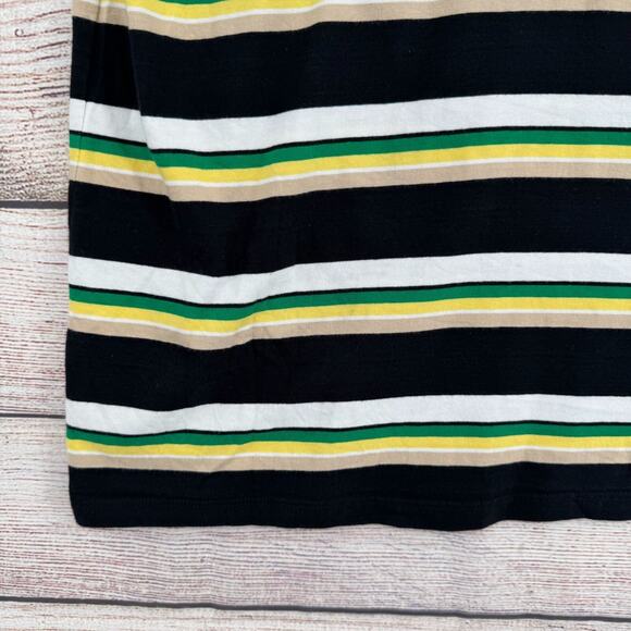 Guess Retro Striped Embroidered T-Shirt Men's Size Medium Black/Yellow/Green - Picture 6 of 14